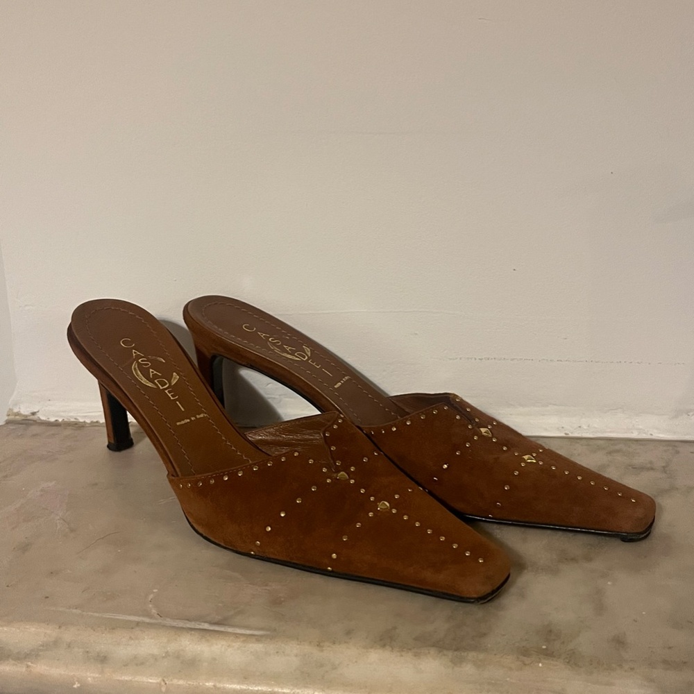 Casadei Brown suede studded mule Sz. 7 - Picture 5 of 5